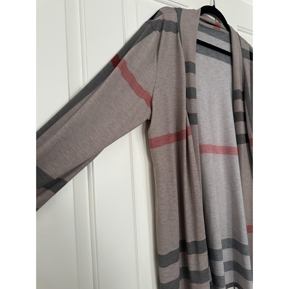Angel Heart Boutique Cardigan Womens 3XL Beige Plaid Open Front Lightweight - Picture 4 of 9